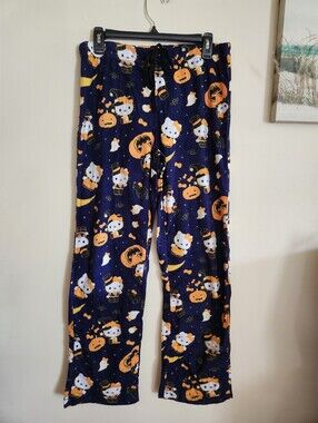 Hello Kitty Halloween Pajama Pants Fleece Medium M NWT